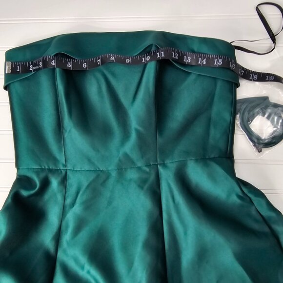 Alfred Sung Women's Green Strapless Satin Formal Gown With Pockets Size 6R NWT - Picture 14 of 15